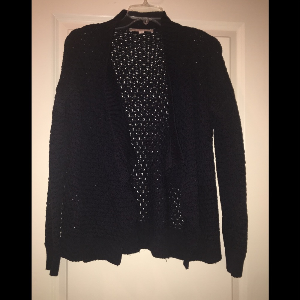 LOFT Navy Blue Knit Open Cardigan